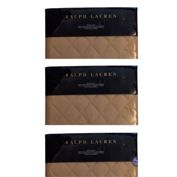 Lot Of 3 NWT Ralph Lauren Euro Sham Cromwell Quilted Camel Beige Tan $855 Value - Picture 12 of 12